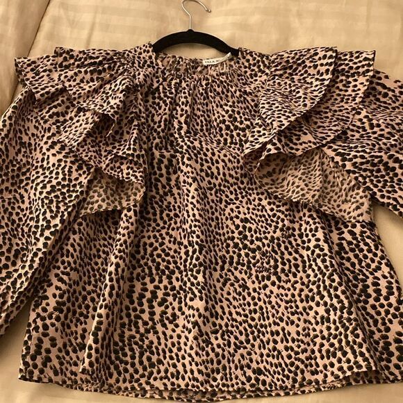 Ulla Johnson NWOT Cotton Ruffled Long Sleeve Blouse in Chettah Print.Size 0. - Picture 6 of 9